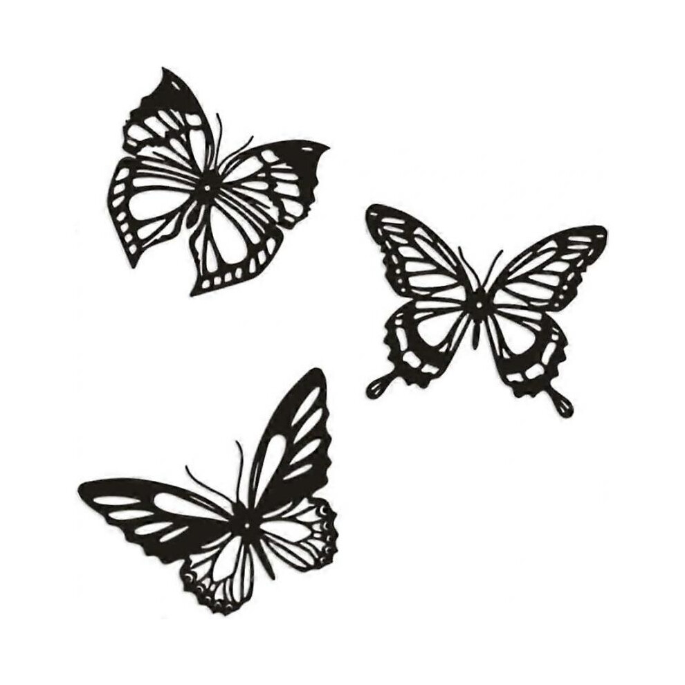 3 Pieces Metal Butterfly Wall Decor Black Metal Butterfly Wall Hanging Decor Rustic Farmhouse Home Office Bedroom Decor