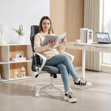 HOMCOM High Back Office Chair, Computer Desk Chair for Home, Grey