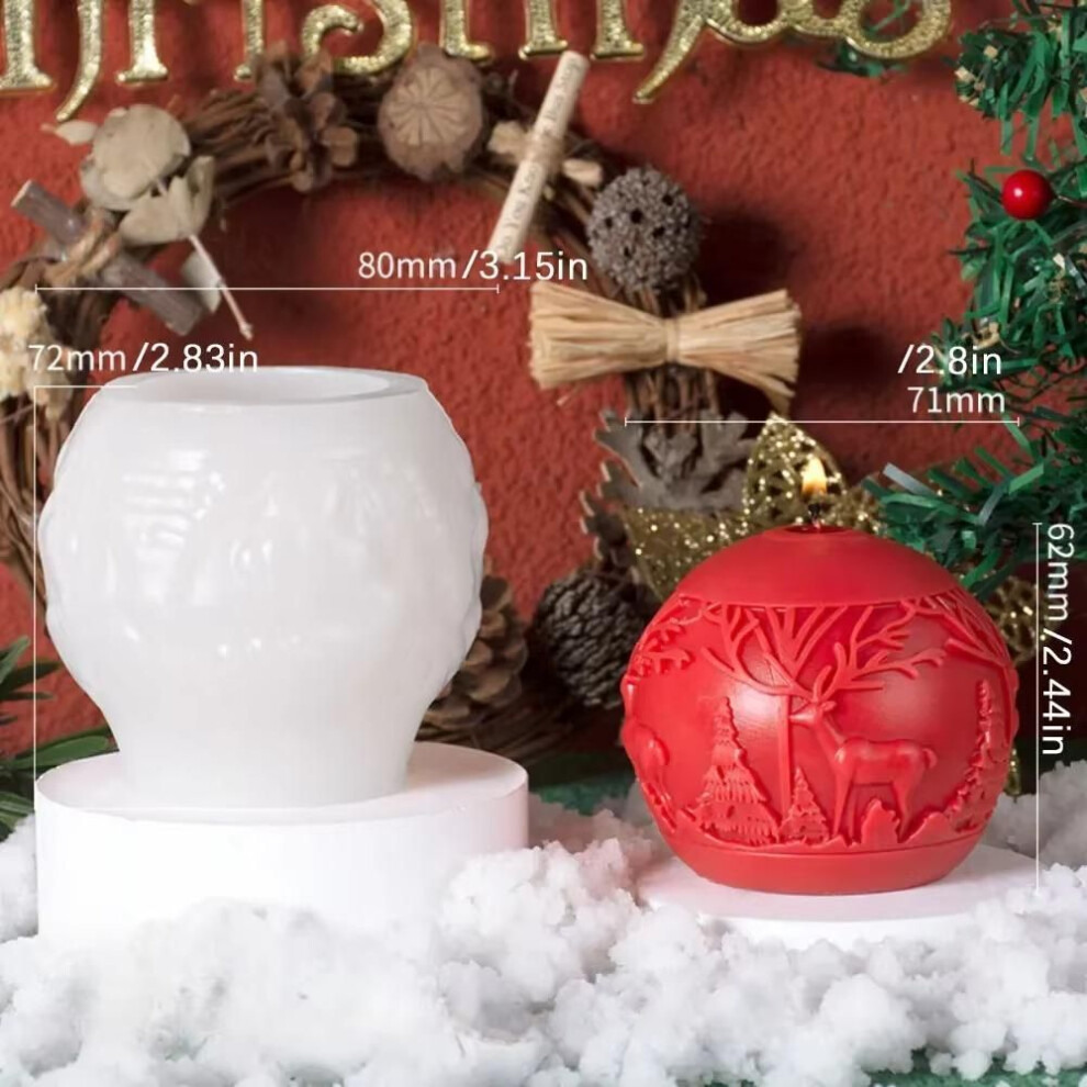 (C) Christmas Snow Globe Candle Silicone Mold Embossed Elk Forest Ball Plaster Resin Mold Christmas Home Decoration Handmade Ornaments