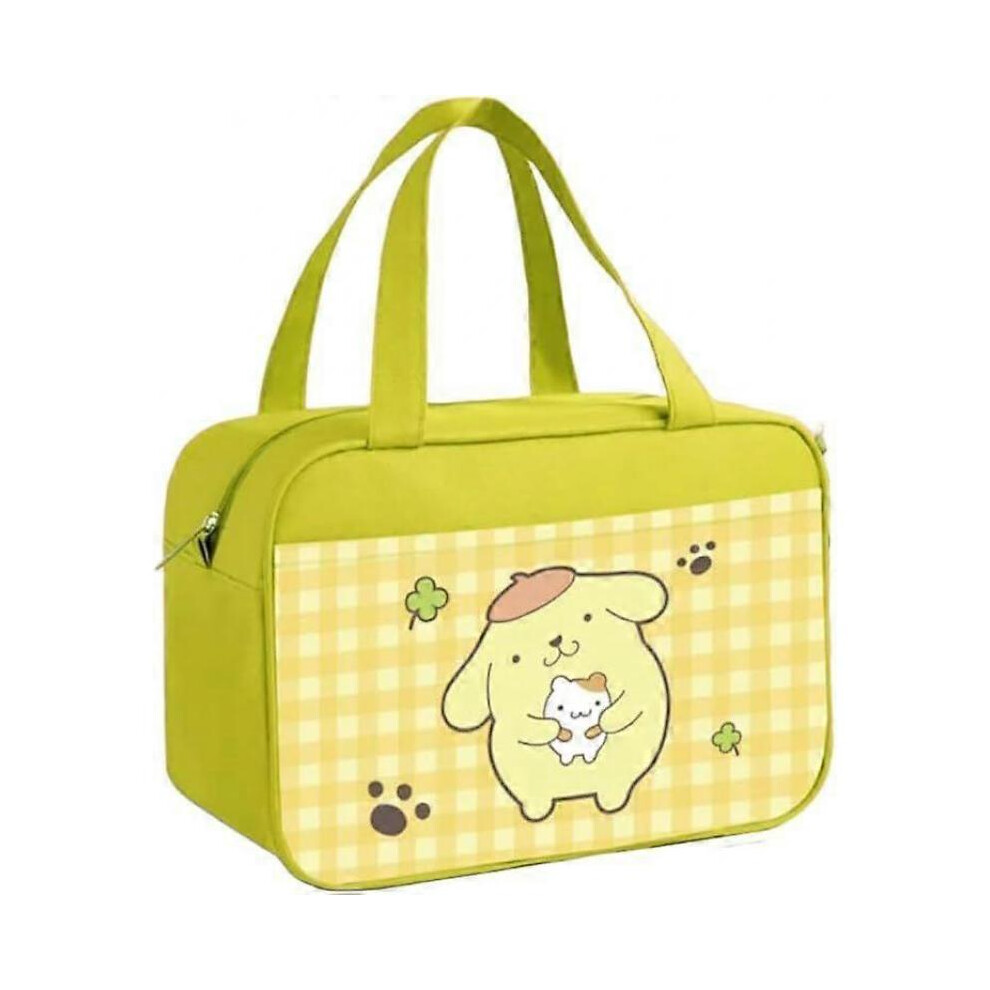 1  PCS  Lunch Bag Cooler Tote Large Insulated Kawaii Leak Proof Food Portable Waterproof Reusable Anime for Work Picnic Travel (Yellow Pom Pom)