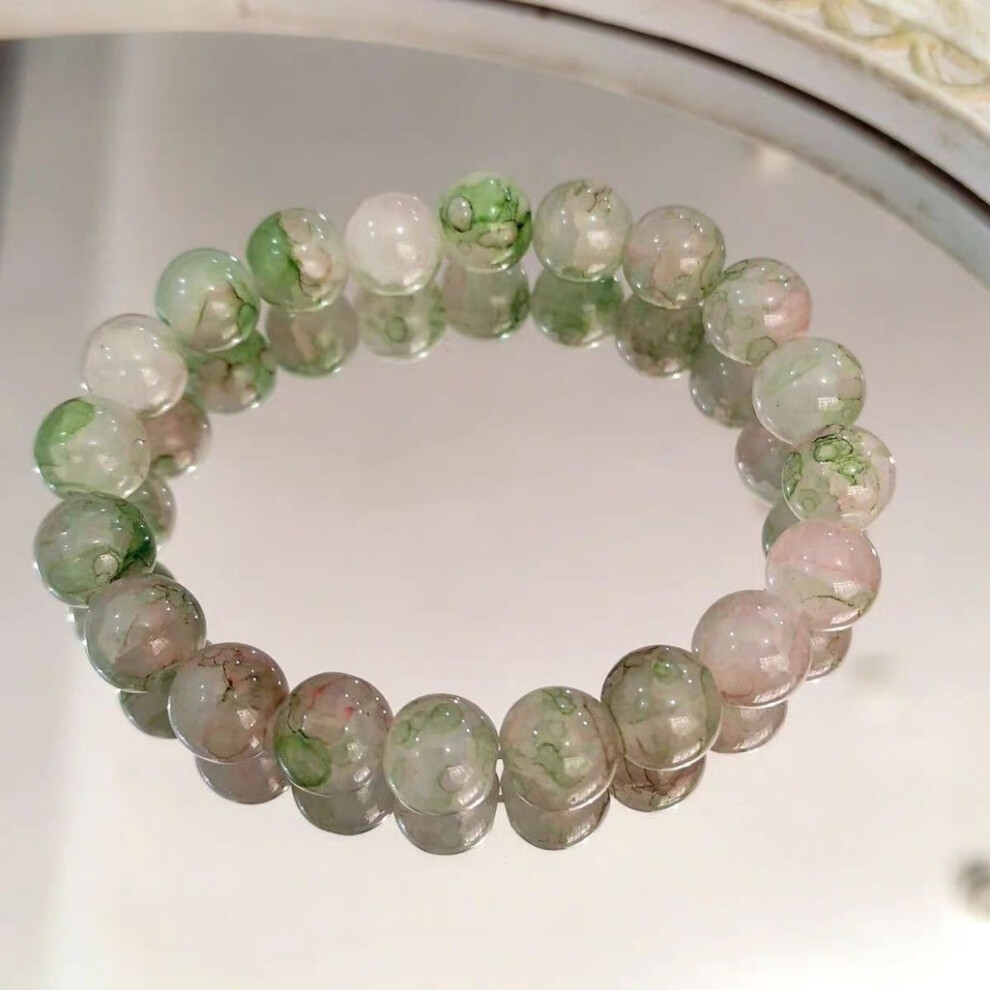 (Lotus Color Glass Bead)Exquis nouveau bracelet pendentif en perles vertes style chinois pour femme avec design unique