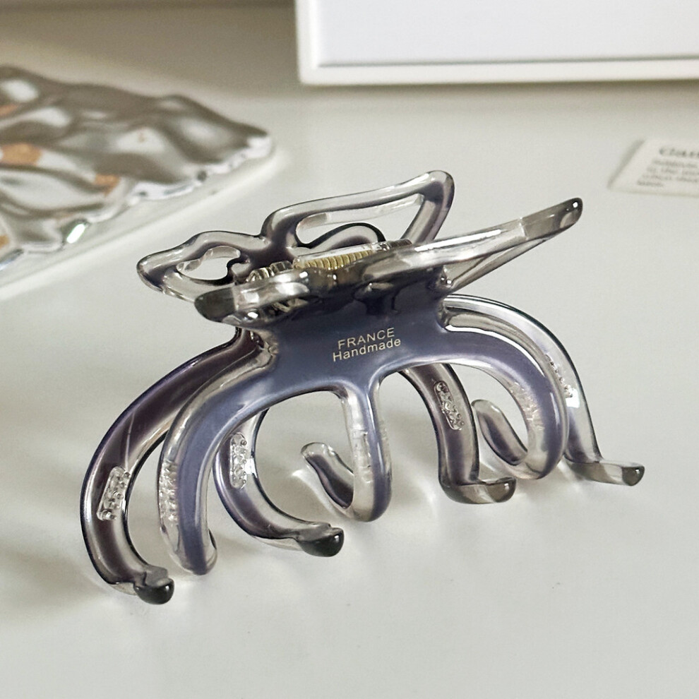(Blue10cm)Élégante pince à cheveux papillon en acétate 4 mm accessoire de mode polyvalent femme pour