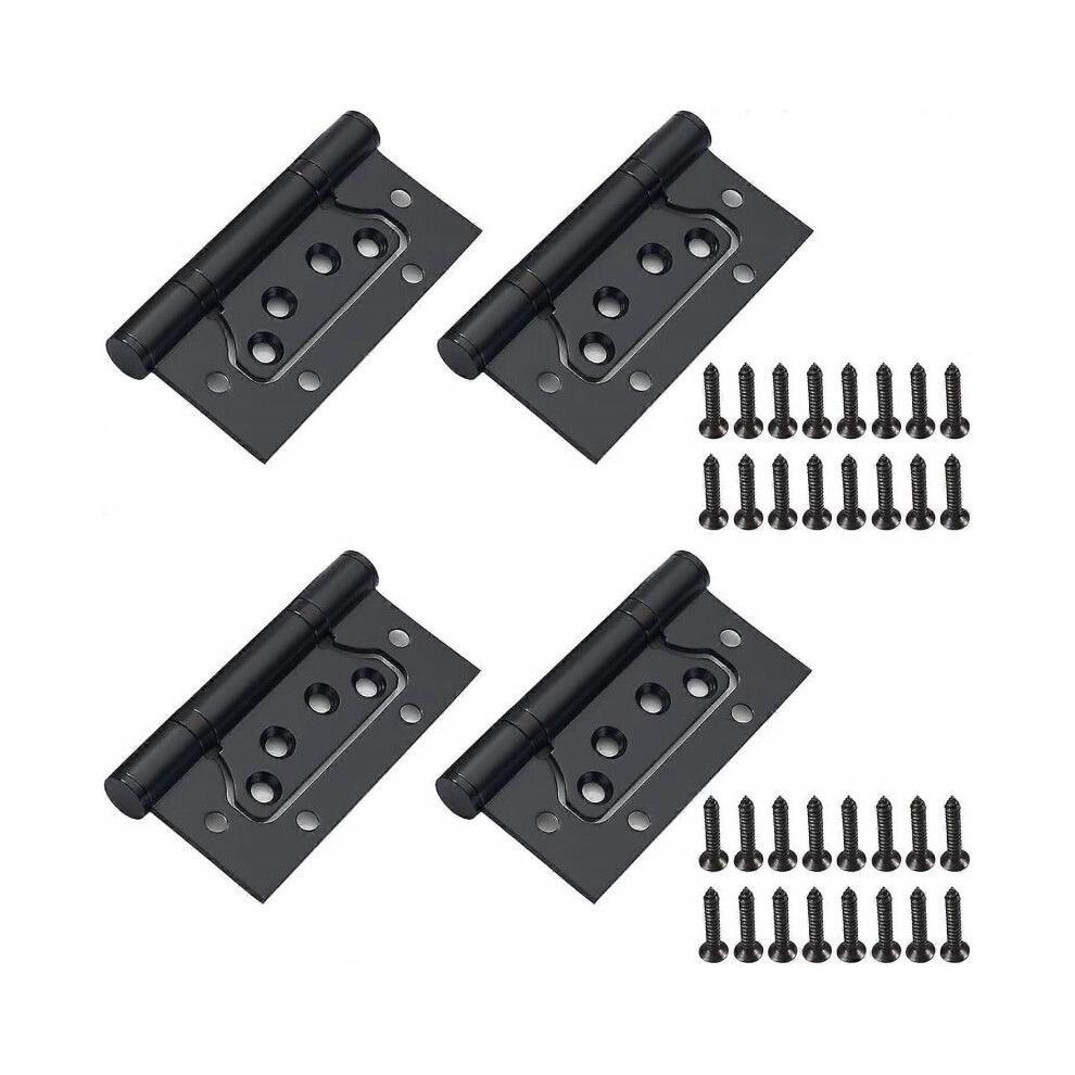 Pieces Hinge, Black Stainless Steel Door Hinge with Screws for Fixed Doors, Entrance Doors, Bedroom Doors, Garden Doors, with 8 Mounting Holes