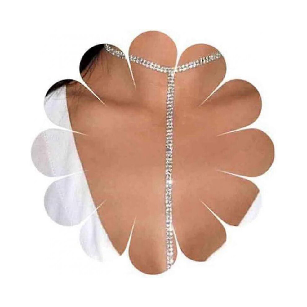 (Silver)Rhinestone Crystal Y Necklace Tennis Chain Y Lariat Necklace Long Silver Drop Chain Necklace Sparkle Party Nightclub Necklace Chain Jewelry Fo
