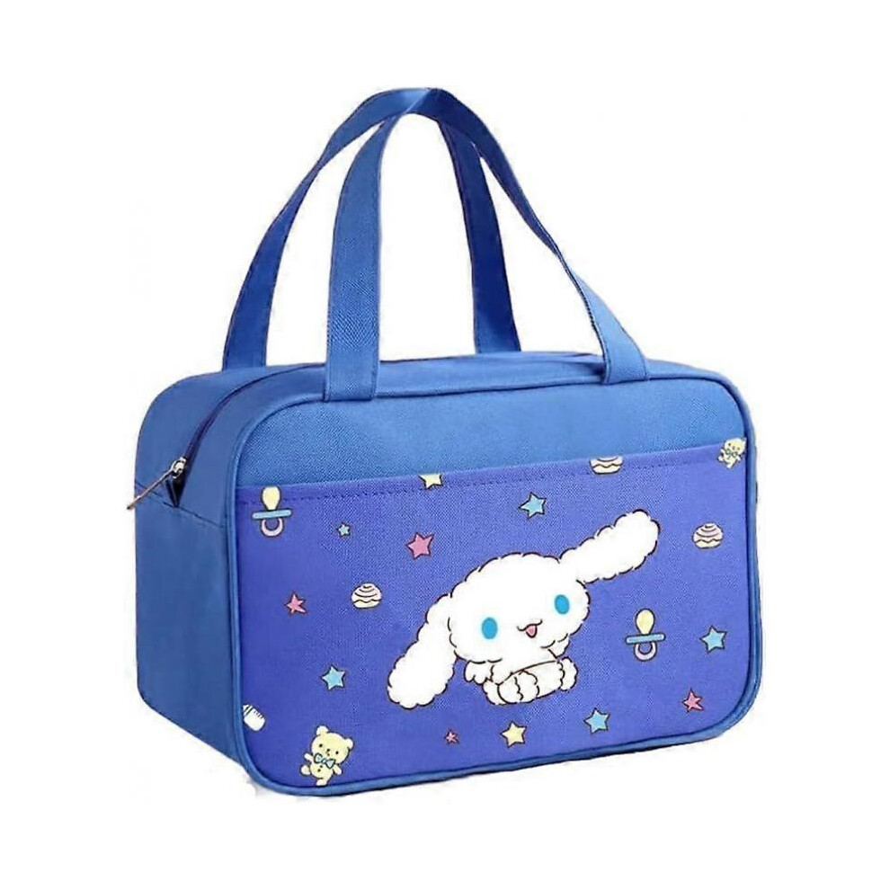 1  PCS  Lunch Bag Cooler Tote Large Insulated Kawaii Leak Proof Food Portable Waterproof Reusable Anime for Work Picnic Travel (Blue Roll)