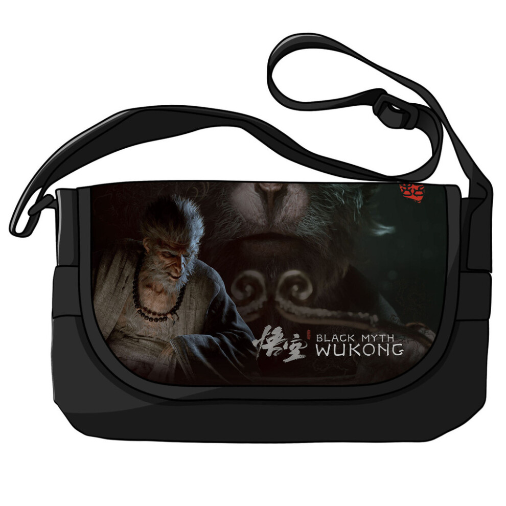 (Style I)Sac bandoulière toile grande capacité noir Myth Wukong mode imprimé vintage
