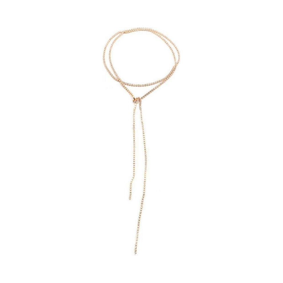 Necklace Or Rhinestone Tennis Chain Sparkly Lariat Necklace Crystal Long Tie Choker Necklace Bling Prom Necklace Jewelry Gift for Women Girls