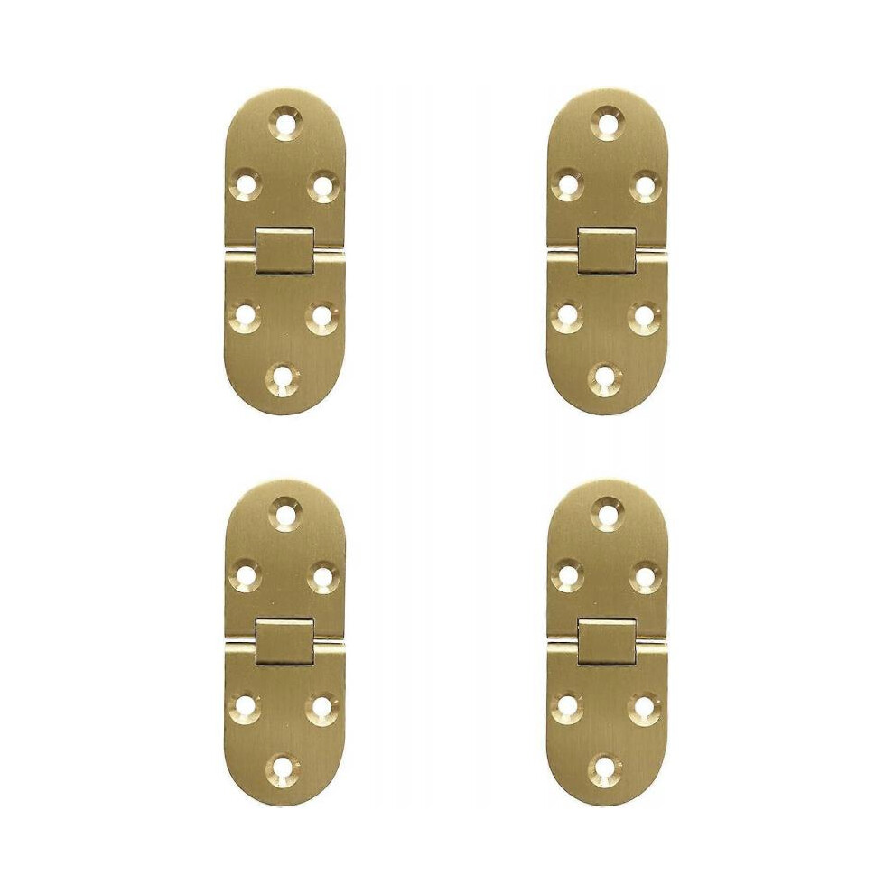Pack of 4 180 Degree Flip Hinges Brass Round Edge with Screws Hinge for Folding Table Furniture Cabinet Doors Wooden Box Anti Rust Copper Polishing