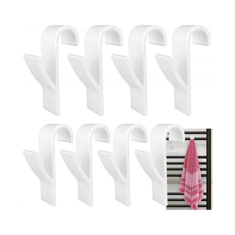 (White)8 Pcs Round Radiator Hook, White Towel Hook, Bathroom Towel Hook, Towel Dryer Radiator Hook, Towel Dryer Rack, All Standard Radiators, Removabl