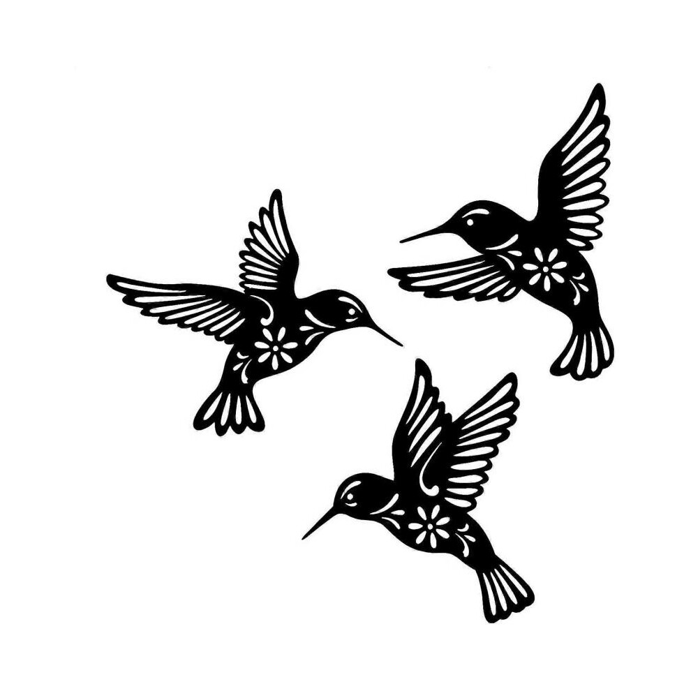 Pieces Black Metal Bird Wall Decor, Hummingbird Metal Wall Art, Metal Bird Wall Decor, Metal Bird Wall Sculpture for Home Kitchen Garden Bedroom Livin