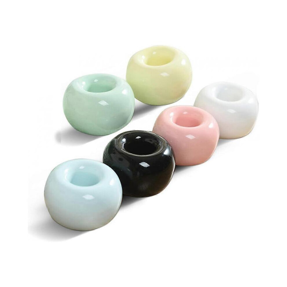 6PCS Ceramic Toothbrush Holder Set, Ceramic Donut Toothbrush Holder Can Also Be Used for Pen and Spoon