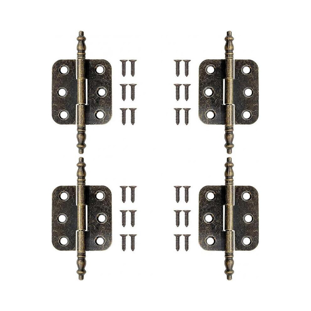4PCS Antique Brass Hinge with 24 Screws Vintage Flat Hinge 72*34mm Vintage Cupboard Door Hinge Bronze Folding Hinges Antique Furniture Hinge for Jewel