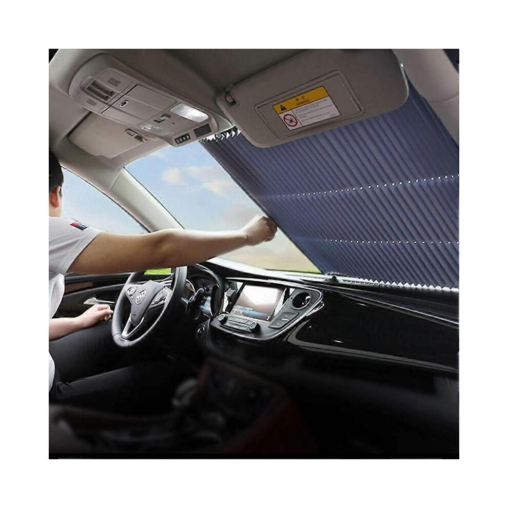 Car Sun Shade, Accordion Style Automatic Retractable Front Windshield Sunshade - 80cm for Truck (Front Window)