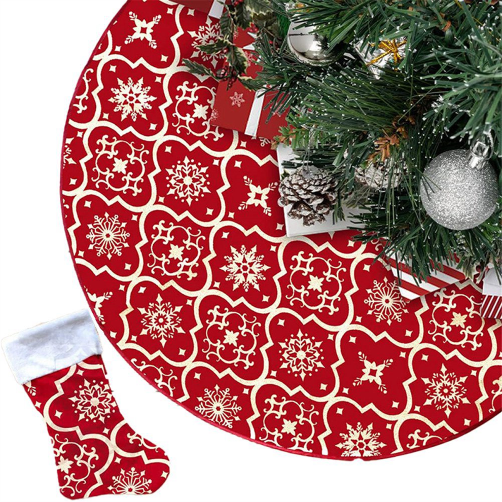 48 Inch Christmas Tree Skirt Xmas Soft Cover Mat Decor Snowflake Collar Farmhouse Tree Skirt,Red-image-OPC-PGZTYDH-NEW