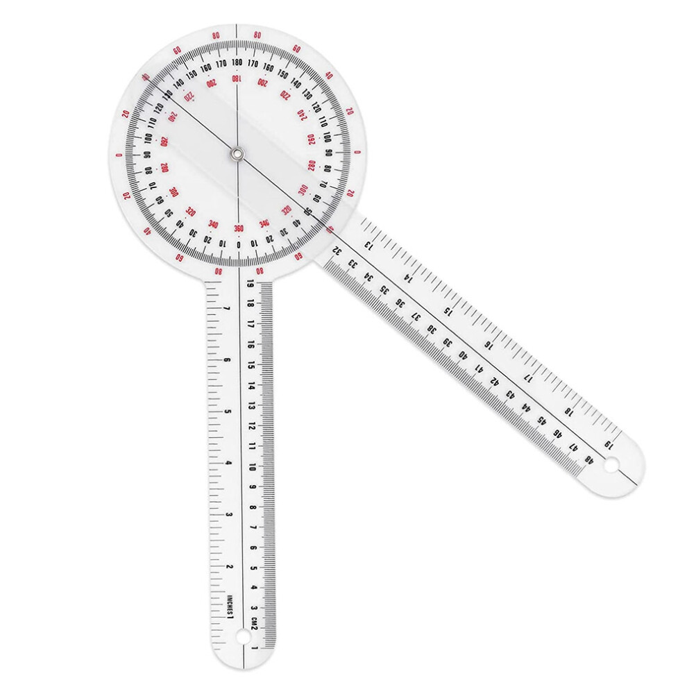 12 Inch Goniometer,Transparent Orthopedic Angle Ruler Plastic Goniometer 360 Degree Spinal For Body Measuring 4853769075101