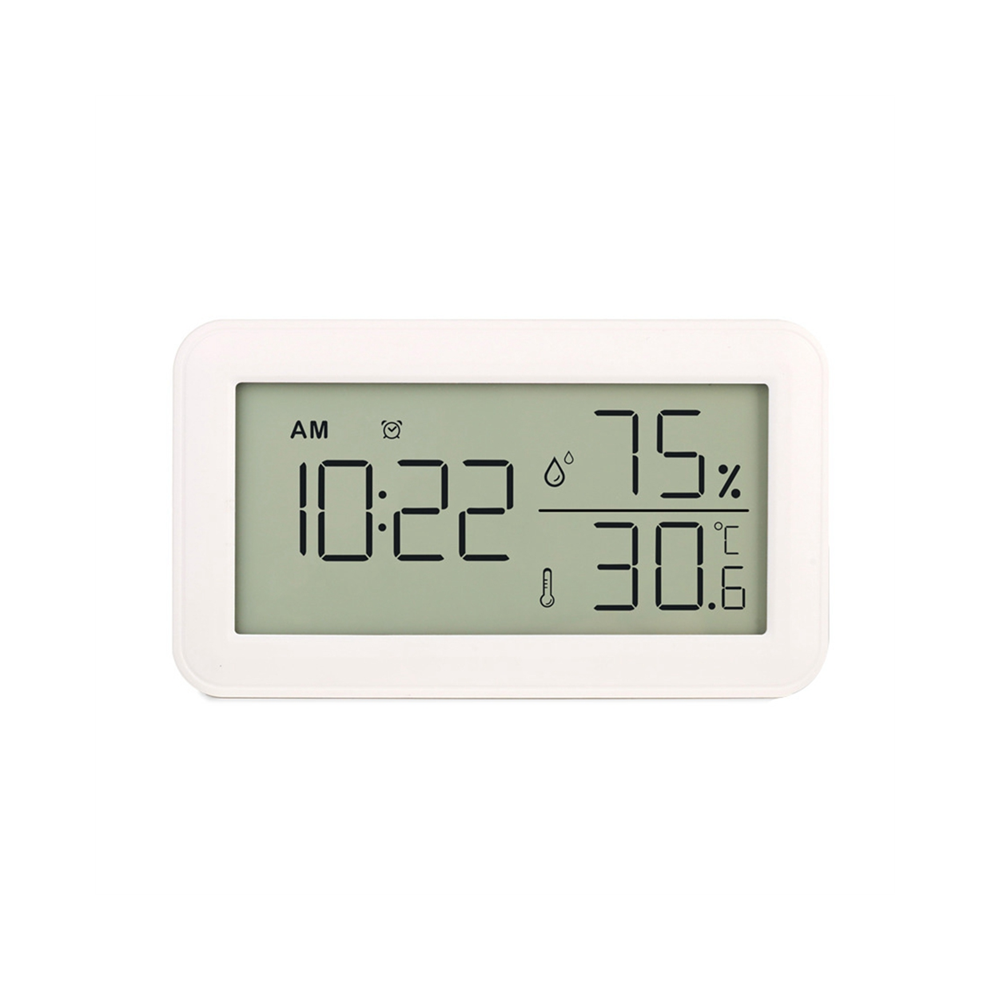 Thermomètre hygromètre d'intérieur avec réveil, thermomètre numérique LCD, pour chambre, cave à vin (blanc)