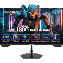 FeuVision 24inch Gaming Monitor 180Hz, FHD 1080p, IPS Panel, 0.5ms Response Time, Adaptive sync, PC Computer Monitor