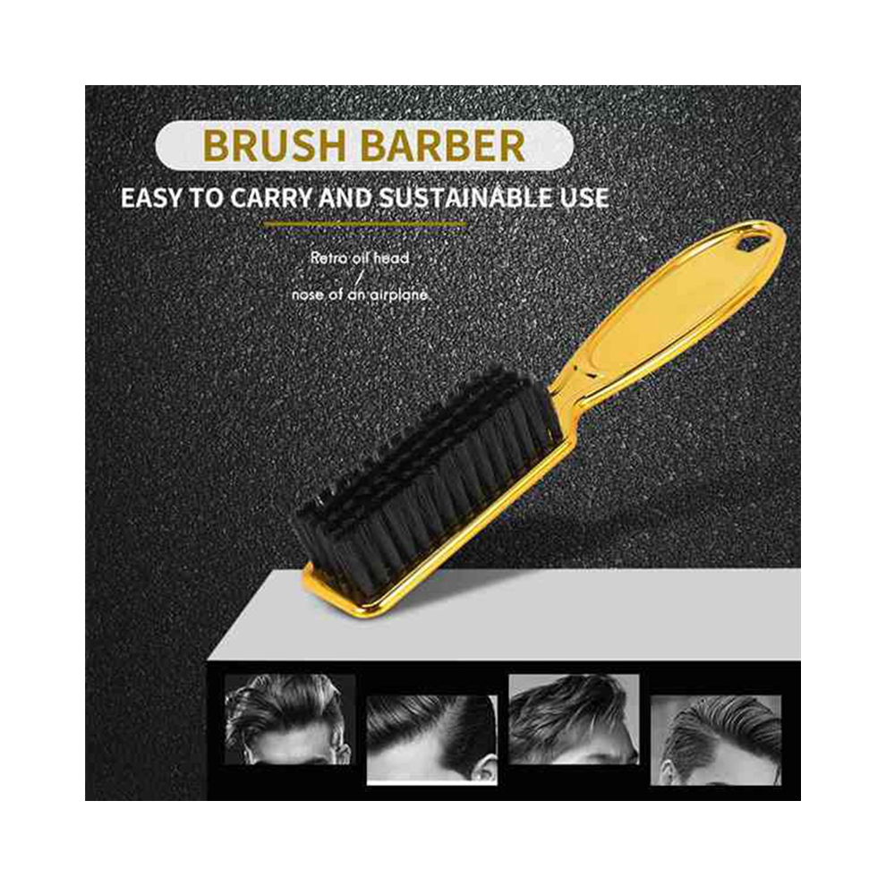 Torribaly Gold Fade Brush Comb Scissors Cleaning Brush Barber Shop Skin Fade Vintage Oil Head Shape Carving Cleaning Brush 4Pcs