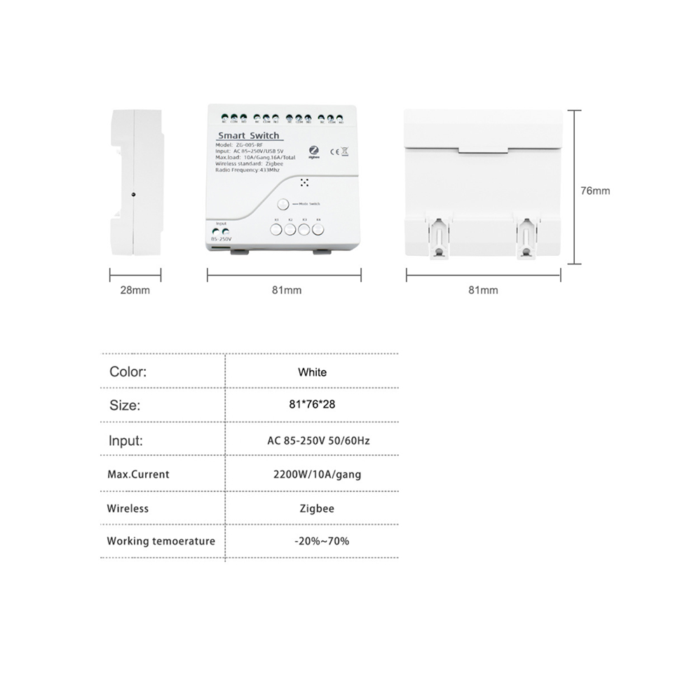 4Ch Tuya Zigbee Smart Switch Module 85-250V Relay Smart Home Remote Control Works With Gateway For Alexa Google Home 4853769084592