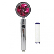 Turbocharged Handheld Shower Head,propeller Driven Shower Heads,high Pressure Water Saving,with Pause Button, 360 Degrees Rotating(Red)