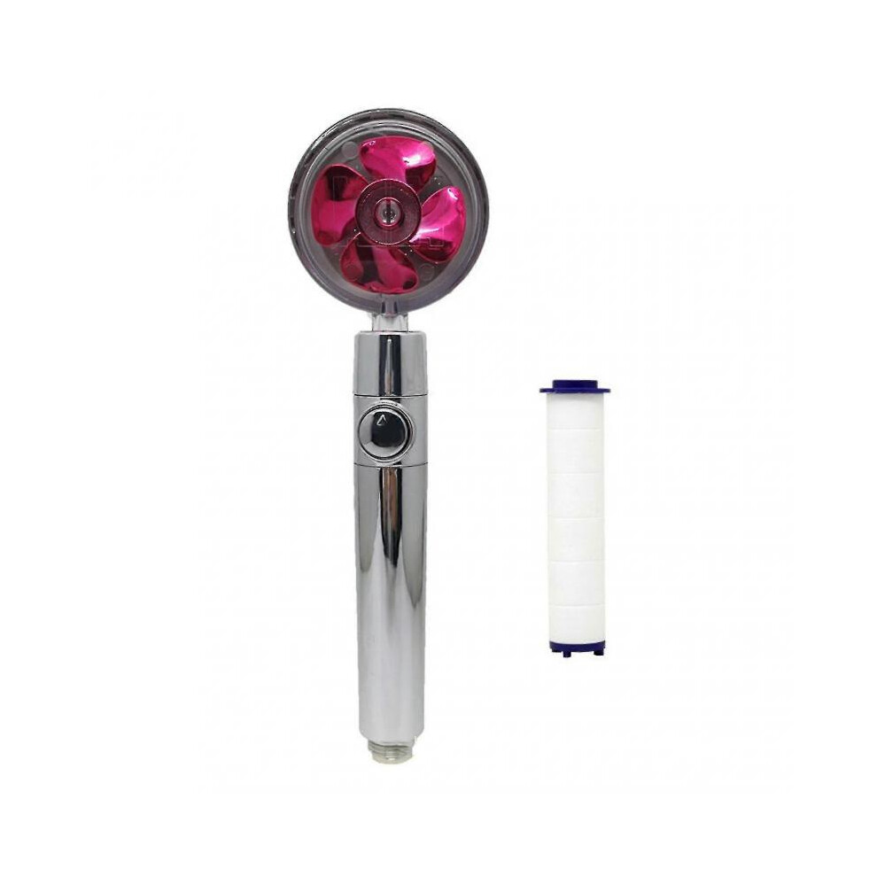 Turbocharged Handheld Shower Head,Propeller Driven Shower Heads,High Pressure Water Saving,With Pause Button, 360 Degrees Rotating(Red) Red