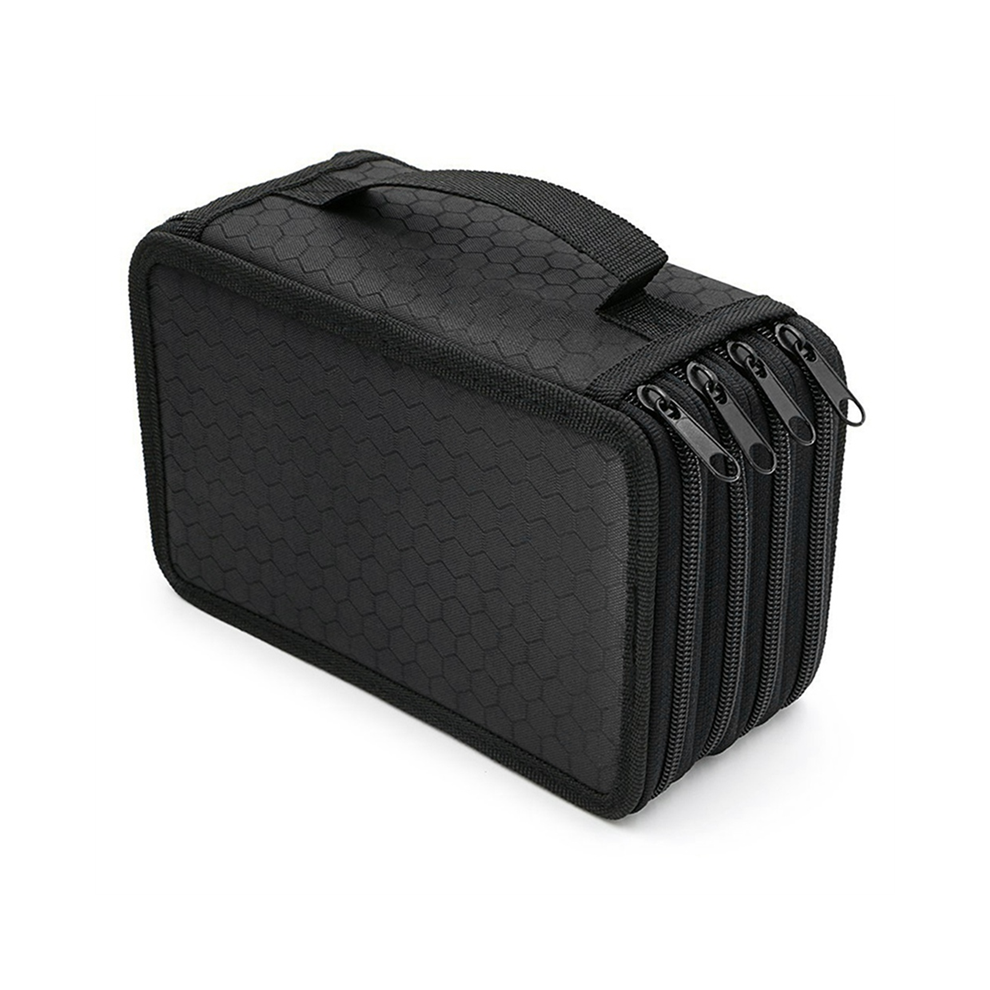 Photos - Pen Pencil Case Capacity 72 Holes 4-Layer Solid Color Square Sketch Stationery Gift Black