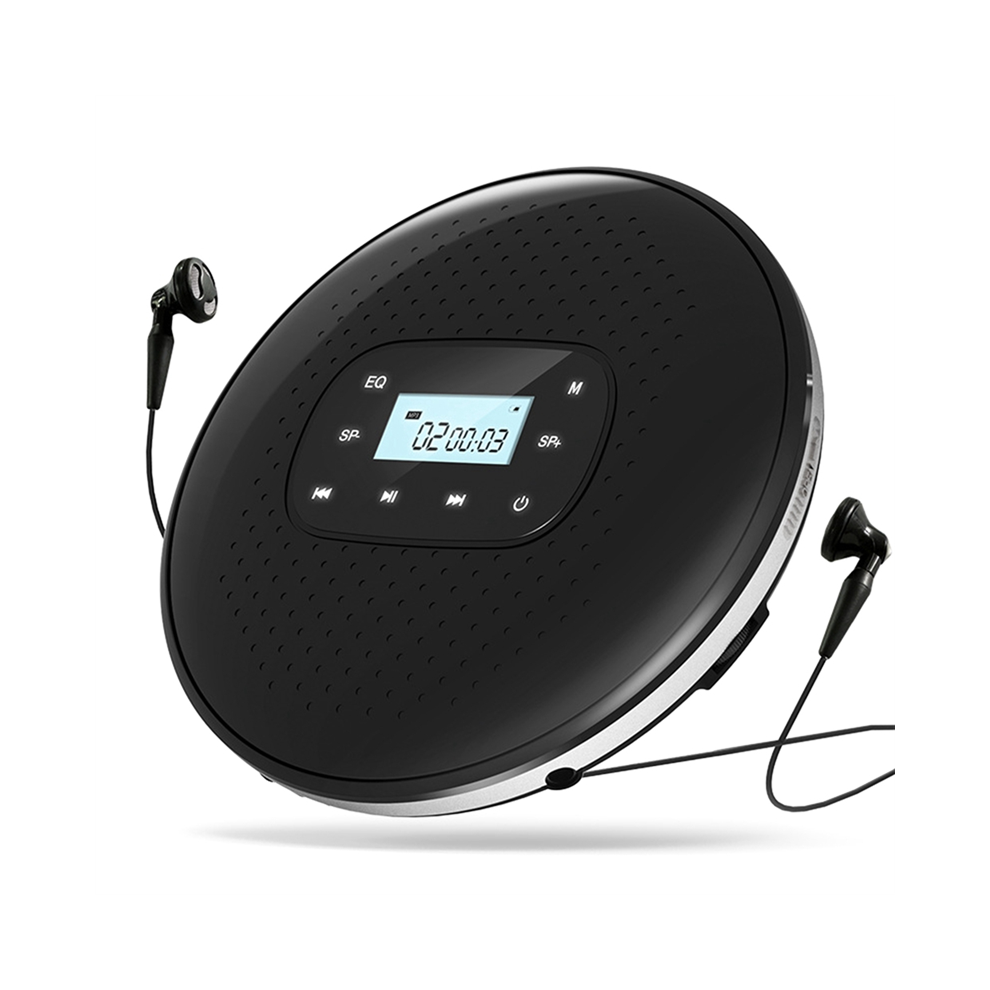 Portable Cd Walkman Rechargeable Intelligent Touch Screen Cd Player Digital Display Stereo Speaker For Student Black 4853769093525