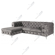 (Velvet Coffee Grey, Left Hand Chaise) SnoozeOnline Chesterfield Chaise Lounge Corner Sofa Lounge Plush Velvet Suite Settee Couch Left/Right Hand Facing