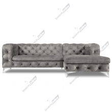 (Velvet Coffee Grey, Right Hand Chaise) SnoozeOnline Chesterfield Chaise Lounge Corner Sofa Lounge Plush Velvet Suite Settee Couch Left/Right Hand Facing