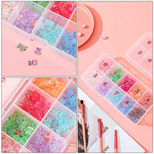 Nail Tip Box Empty Nail Tips Organizer Storage Fingernail Box Spaces Storage Case Container Nail Box Grid Box 2