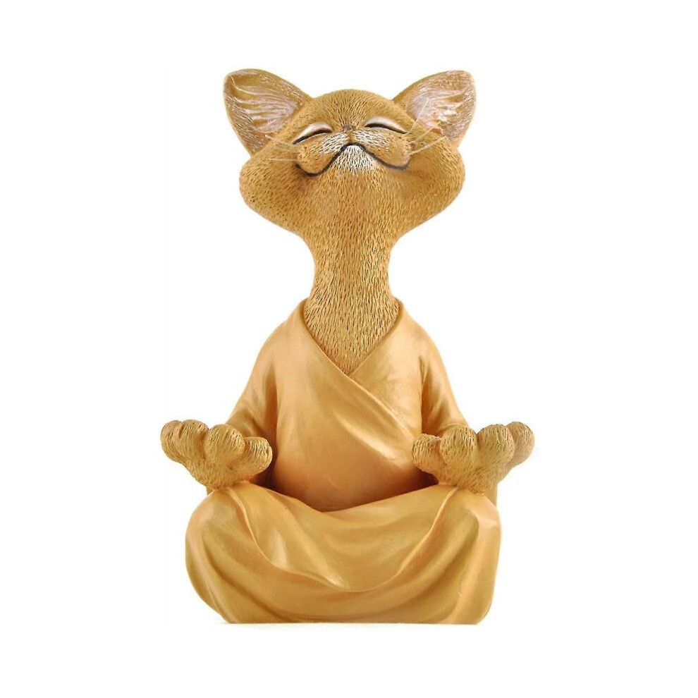 Whimsical Buddha Cat Figurine, Meditation Yoga Collectible, Cat Lover Gifts orange