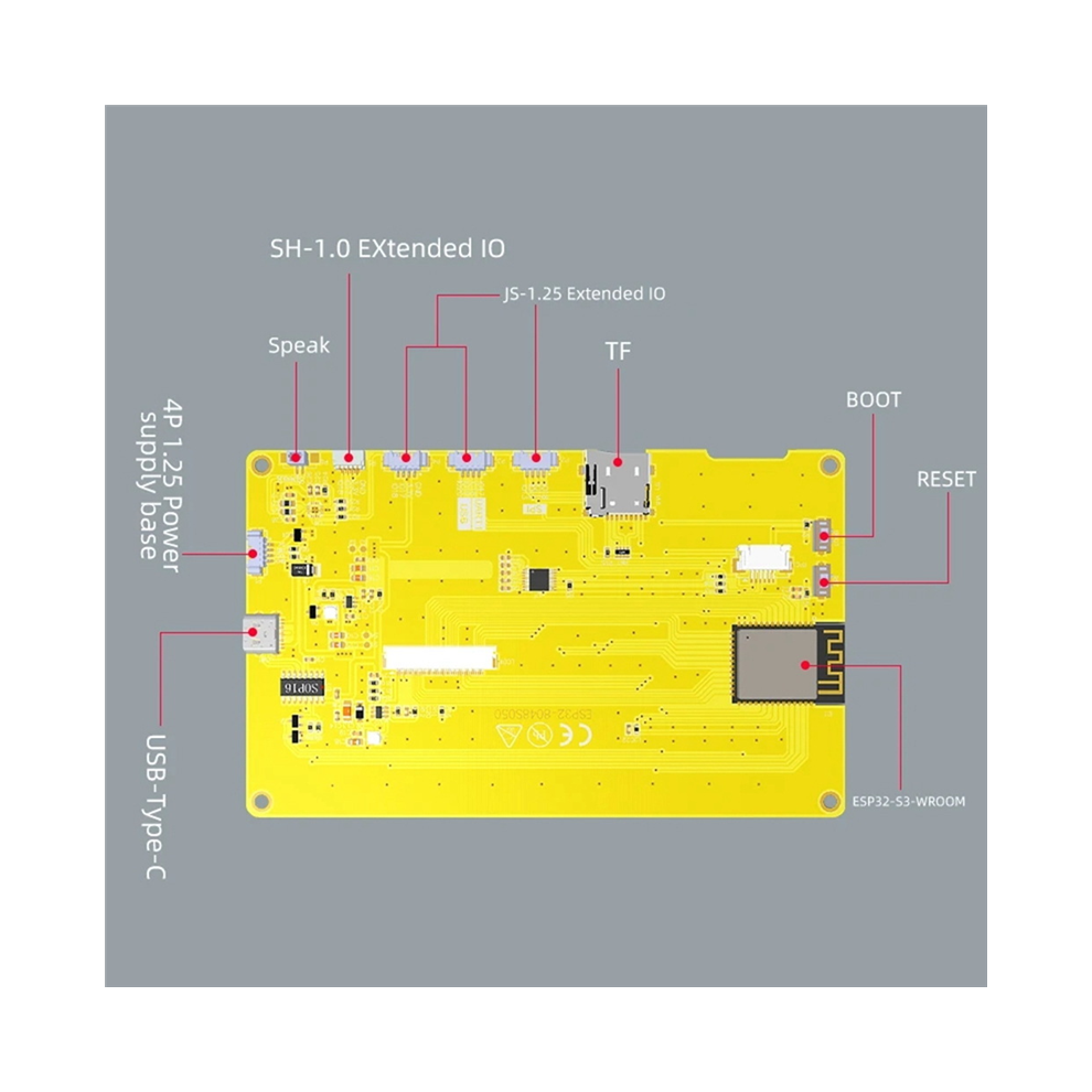Esp32-S3 7-Inch 800X480 Tn Rgb Lcd Tft Hmi 8M Psram 16M Flash Smart Display Mcu Wifi Bluetooth Module (With Touch) 4853769005726