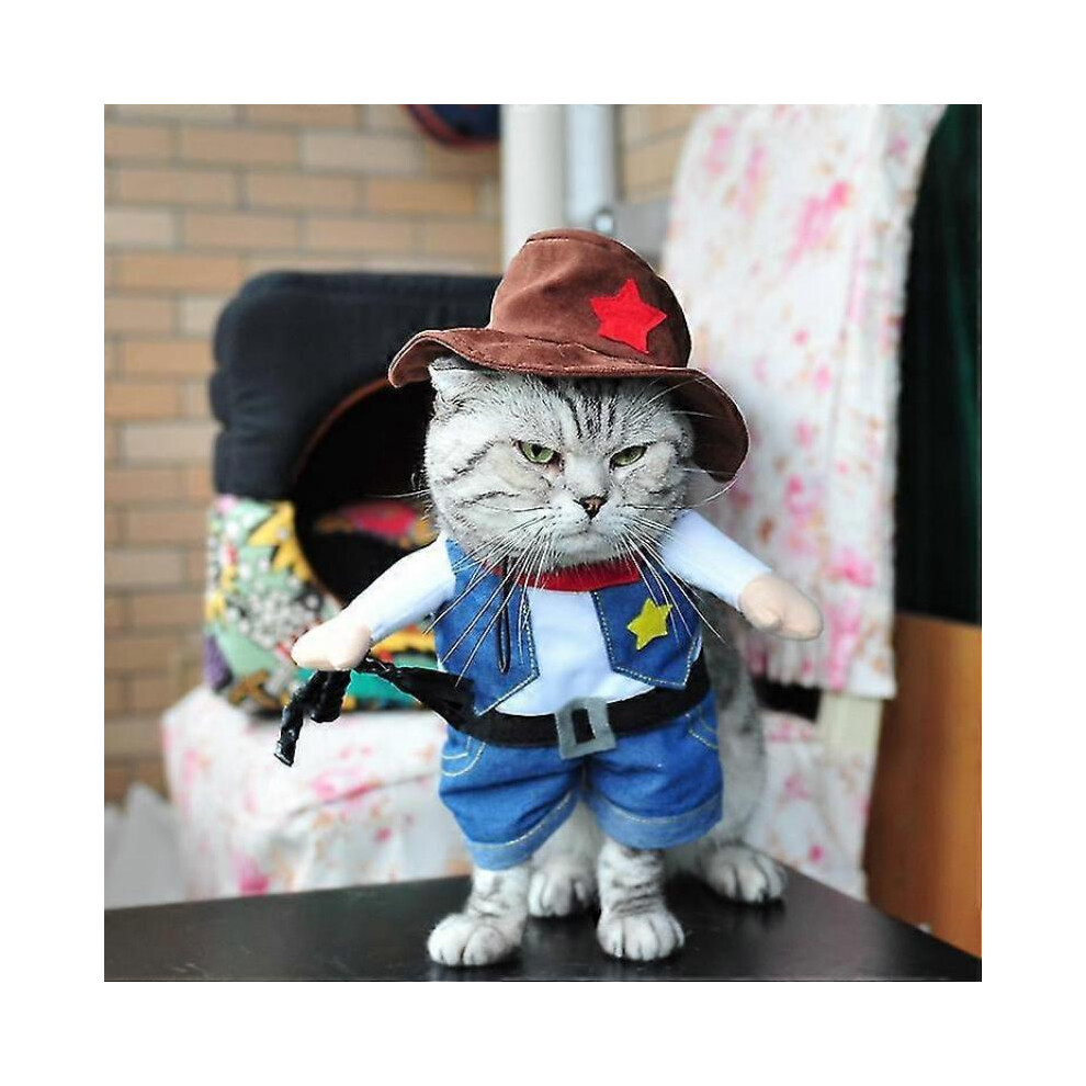 Dog Costume Pet Christmas Party Outfit Cats Policeman Playing Guitar Cosplay Clothes Cowboy S
