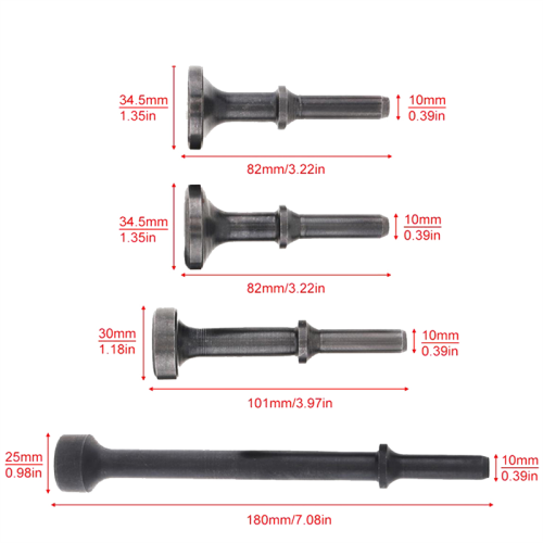4Pc Air Hammer Chisel Hard Steel Solid Impact Support Pneumatic Tool for Knocking / Rusting Removal 2
