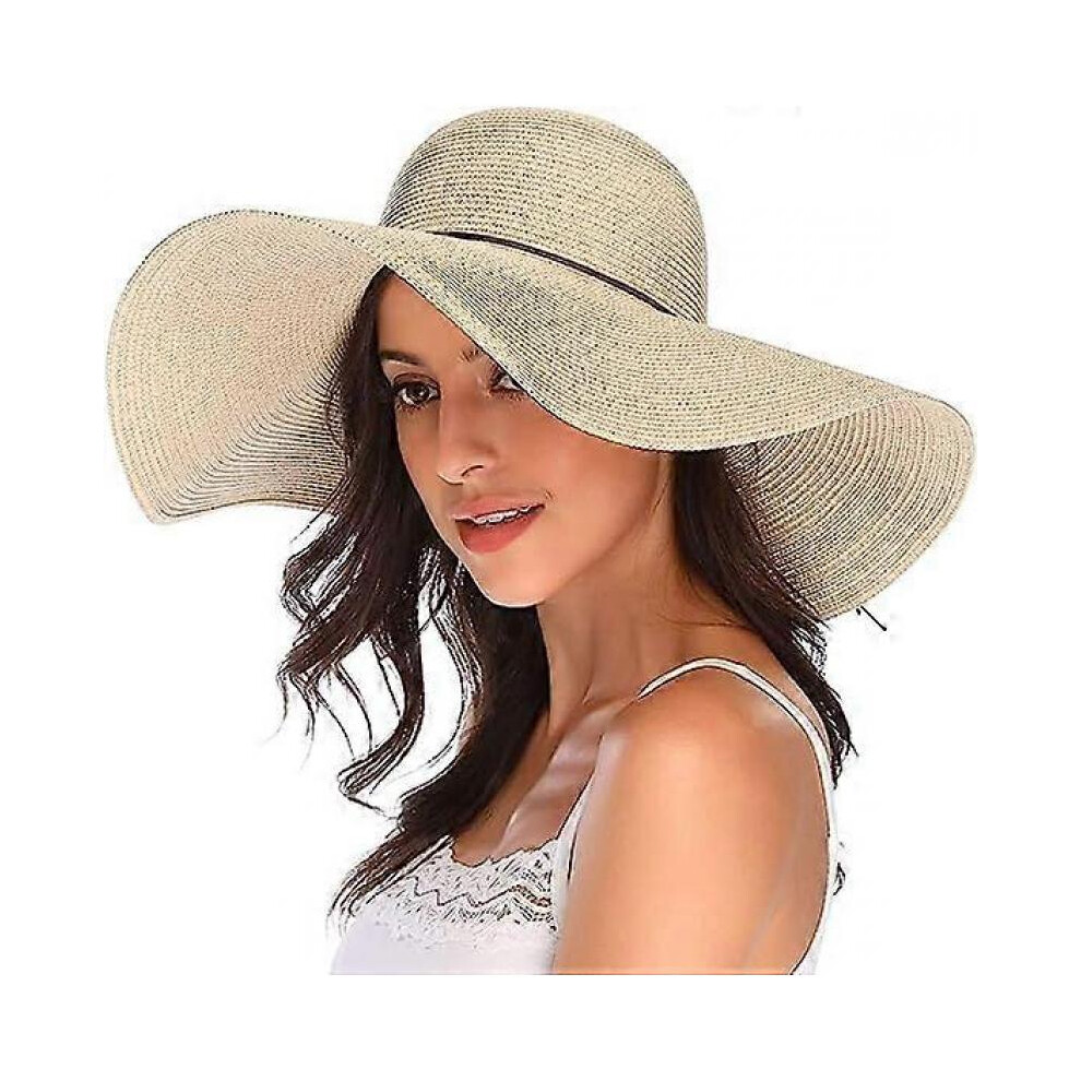 Women Floppy Hat Straw Hat Wide Brim Sun Caps Breathable Foldable Roll Up Beach Cap Sun Hat UPF 50+