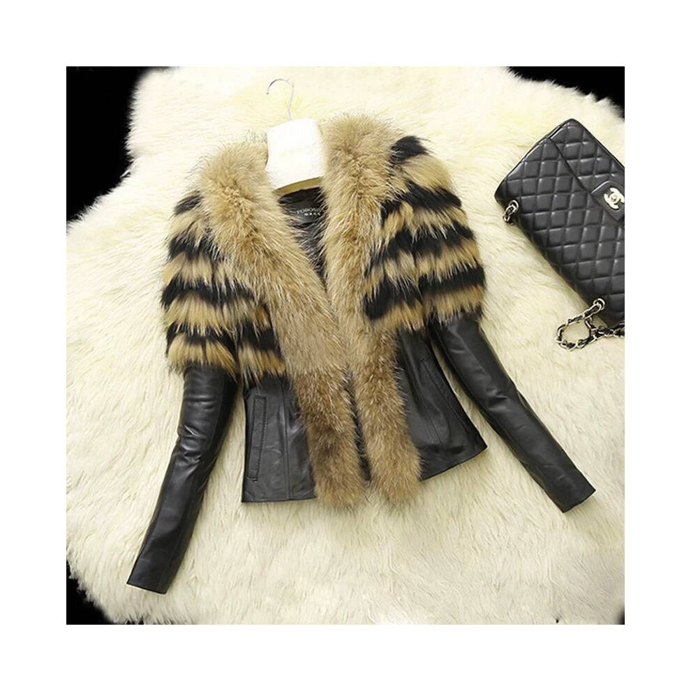 (Yellow,XXL)Manteau femme imitation cuir PU S6XL VESTE grande taille  hiver maintien au chaud