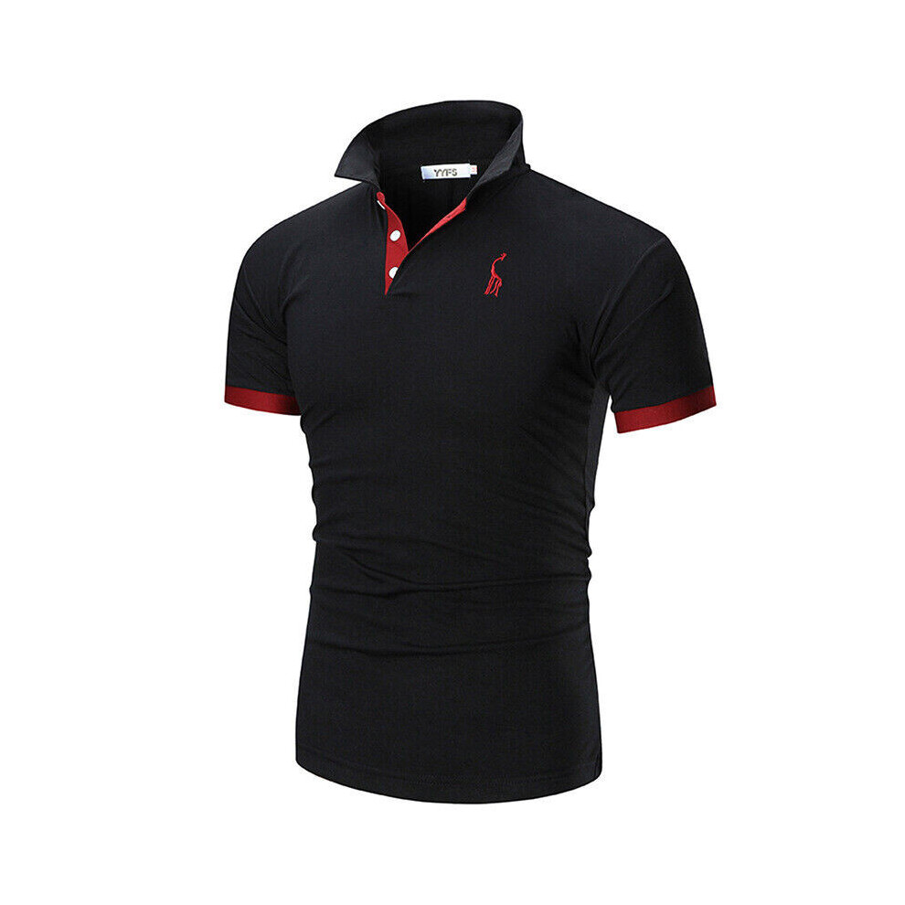 (Black,3XL)Pull homme ample haut chemisier manches courtes tshirt été décontracté col hauts