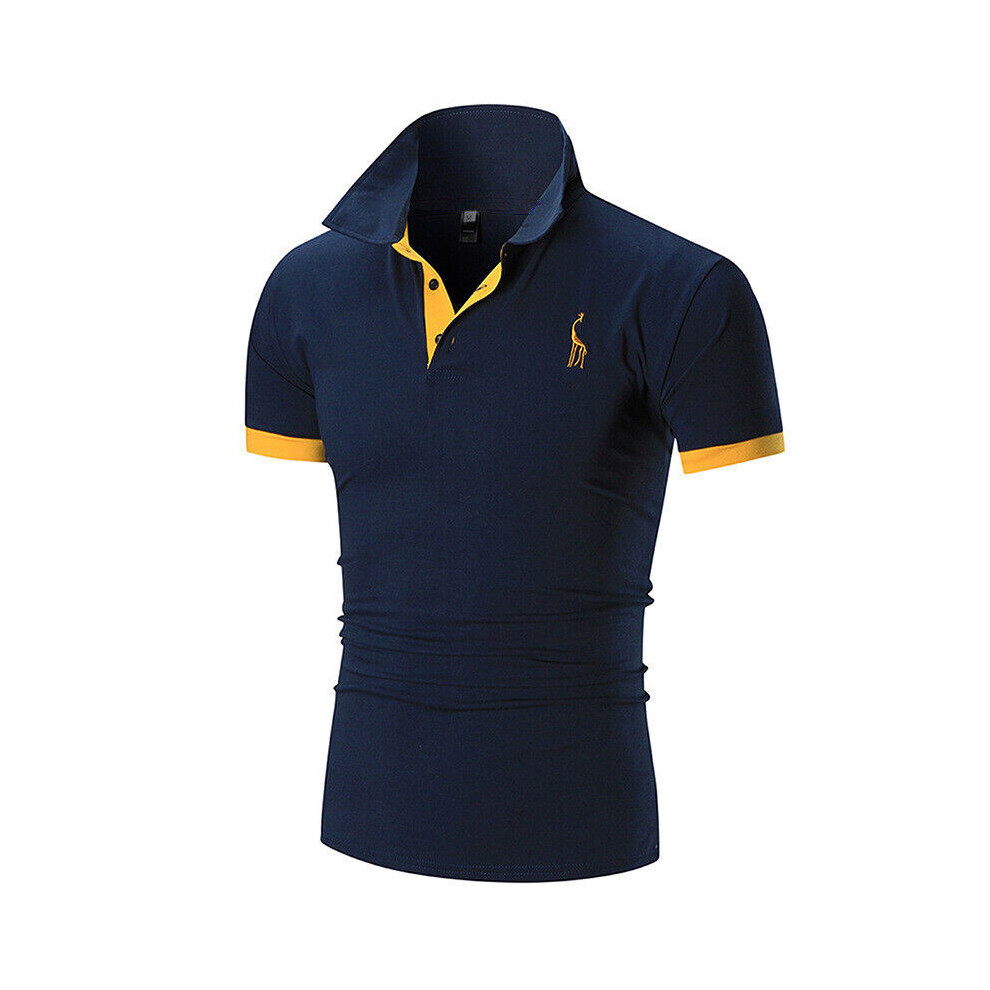 (Navy,5XL)Pull homme ample haut chemisier manches courtes tshirt été décontracté col hauts