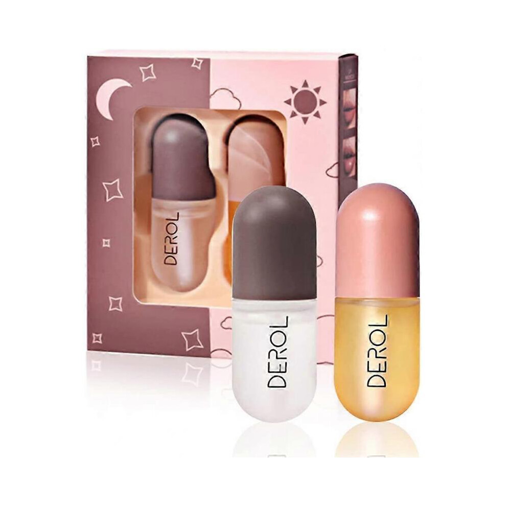 Lip Plumper Set, Natural Lip Beautiful Fuller, Hydrating & Reduce Fine Lines,Day&Night(2PCS)