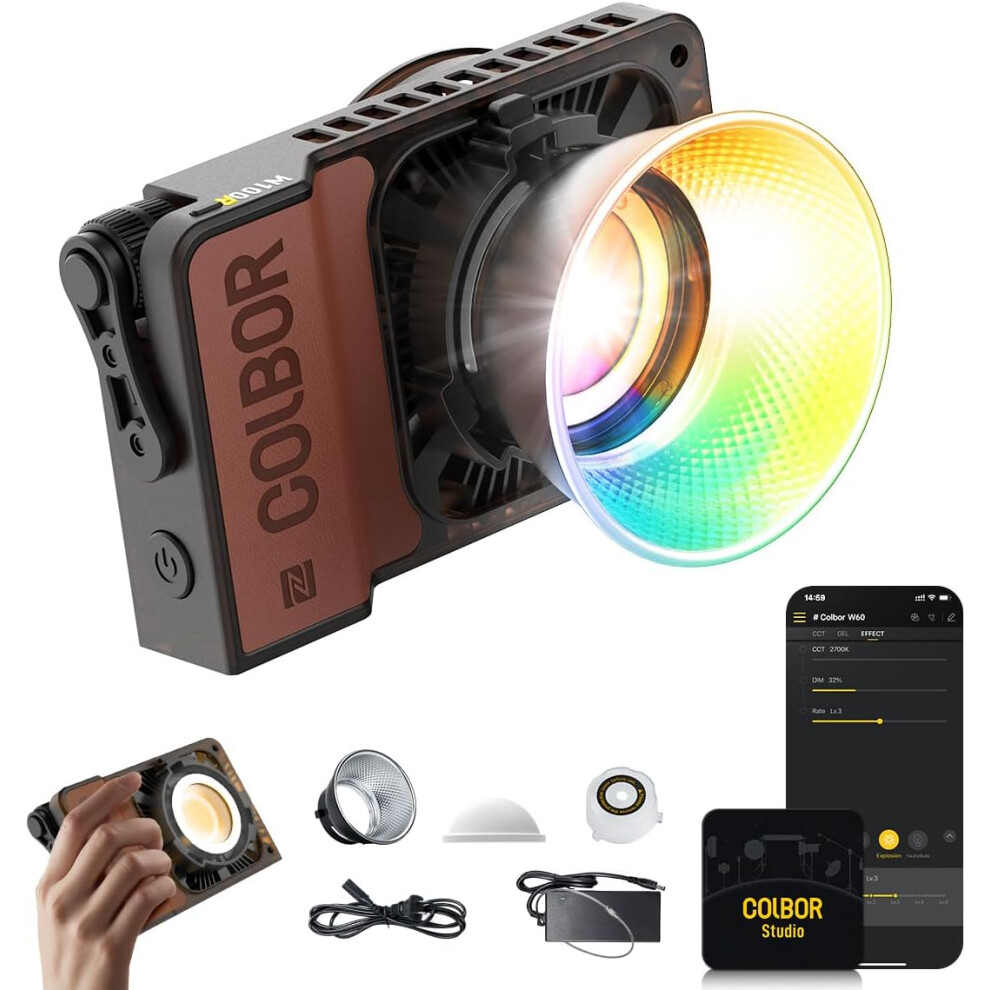(W100r) Video W100 100W 2700K-6500K Bi-Color Continuous Output Ing With Led Screen 3 Powering Options App Control Light 749691192242