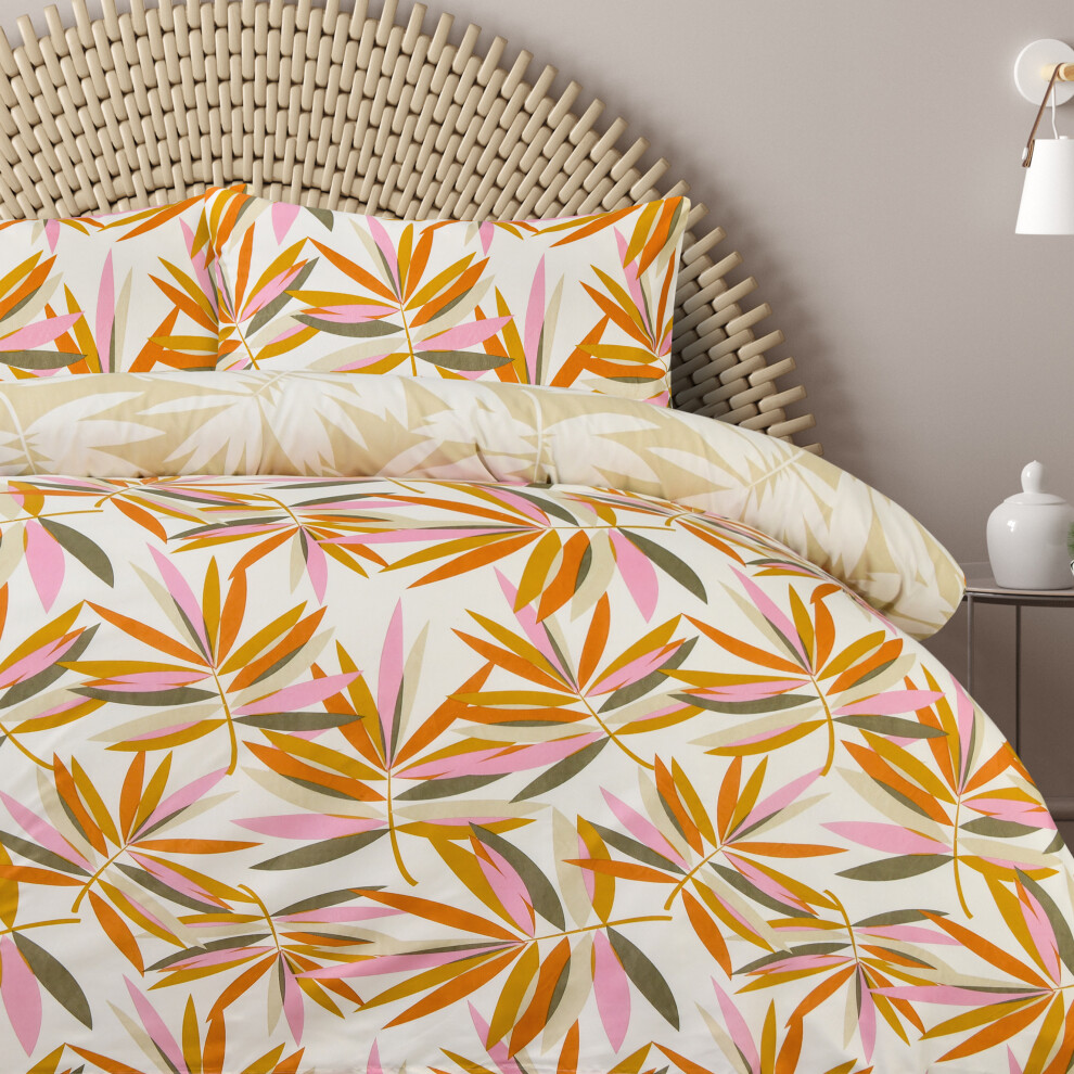 - Smart Living Luxury Super Soft Reversible Bright Leaves Duvet Cover With Pillowcase - Image 4