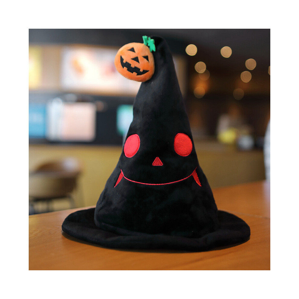 (Black)Chapeau grimace Halloween décoration citrouille peluche jouet bureau ornement accessoires casquette