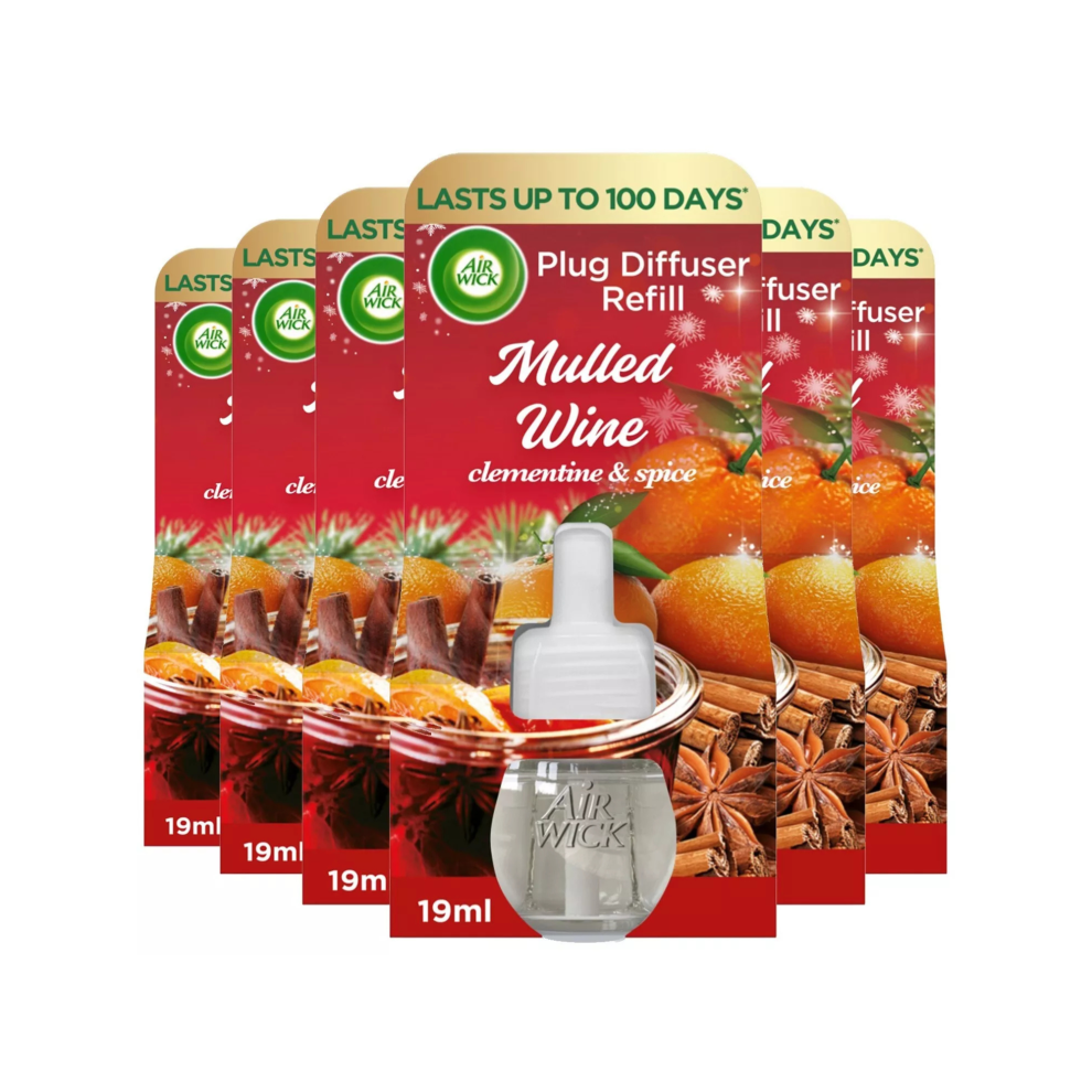 6 x 19ml Air Wick Mulled Wine Clementine & Spice Plug In Refill