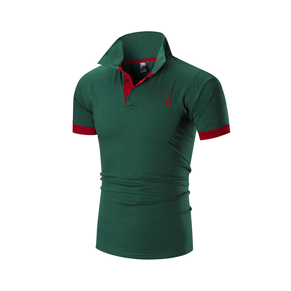 (Green,4XL)Pull homme ample haut chemisier manches courtes tshirt été décontracté col hauts