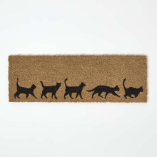 Homescapes Coir Doormat with Cat Silhouettes, 25 x 75 cm