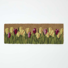 Homescapes Coir Doormat with Tulips, 25 x 75 cm