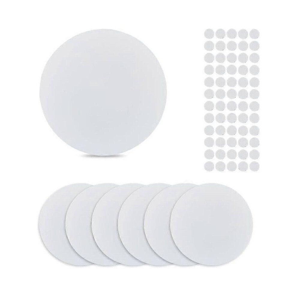 8Pcs Plastic Flat Blank Wall Hole Cover Sheets with 60PCS Plastic Stickers 5.98inch PVC Material Dustproof Cover Plate Flat Round Frosted Blank Plate