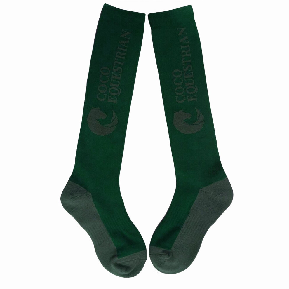 Coco Equestrian Green Unisex Adult Breathable Knee High Long Boot Horse Riding Socks - 1 Pair