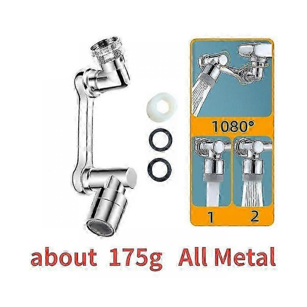 (1080 Degree Double) All 1080 Universal Rotation Faucet Extender Sprayer Head Kitchen Robot Arm Extension Faucets Metal
