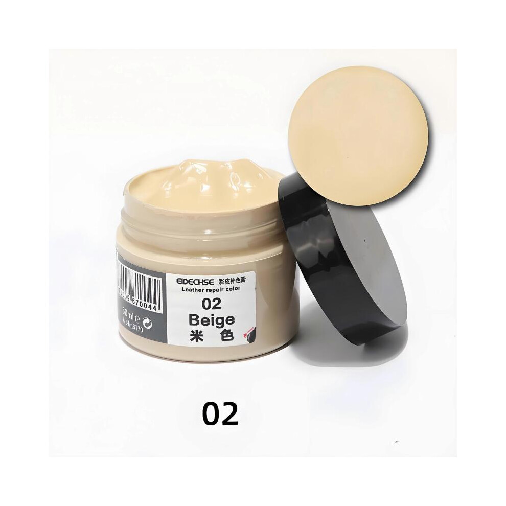 (beige) 50ml Leather Repair Cream Filler Compound Leather Restoration For Shoe CarSeat Sofa Coats Holes Scratch Crack Restore Repair Color